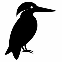 Kingfisher isolated on white background, Kingfisher vector illustration, bird on a branch vector art, Kingfisher silhouette, bird vector icon, Kingfisher on a branch line art, eps