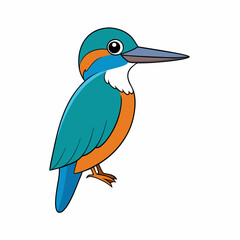 Kingfisher isolated on white background, Kingfisher vector illustration, bird on a branch vector art, Kingfisher silhouette, bird vector icon, Kingfisher on a branch line art, eps