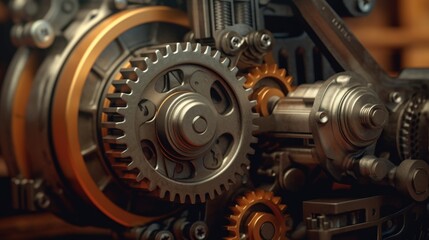 Fototapeta premium Close-up of intricate gears and mechanisms