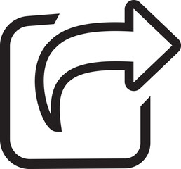 Simple black share arrow icon isolated on transparent background Share Link Button for Social Media Line and Silhouette Icon. for Web Site, mobile apps and ui, Send Data Sign Linear Pictogram.