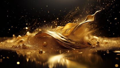 Polvo dorado, textura líquida