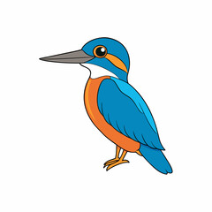 Kingfisher isolated on white background, Kingfisher vector illustration, bird on a branch vector art, Kingfisher silhouette, bird vector icon, Kingfisher on a branch line art, eps