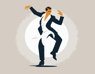 A man dancing Charleston. Pop art retro style illustration 