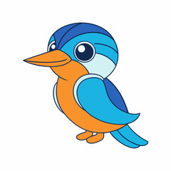 Kingfisher isolated on white background, Kingfisher vector illustration, bird on a branch vector art, Kingfisher silhouette, bird vector icon, Kingfisher on a branch line art, eps