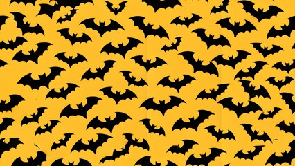 Fototapeta premium Black Silhouettes of Bats on a Yellow Background