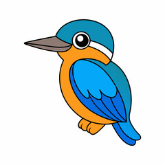 Kingfisher isolated on white background, Kingfisher vector illustration, bird on a branch vector art, Kingfisher silhouette, bird vector icon, Kingfisher on a branch line art, eps