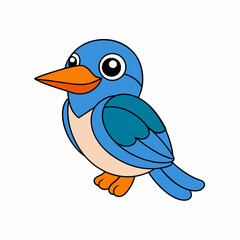 Obraz premium Kingfisher isolated on white background, Kingfisher vector illustration, bird on a branch vector art, Kingfisher silhouette, bird vector icon, Kingfisher on a branch line art, eps