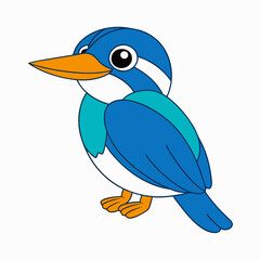 Kingfisher isolated on white background, Kingfisher vector illustration, bird on a branch vector art, Kingfisher silhouette, bird vector icon, Kingfisher on a branch line art, eps