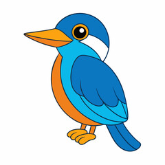 Kingfisher isolated on white background, Kingfisher vector illustration, bird on a branch vector art, Kingfisher silhouette, bird vector icon, Kingfisher on a branch line art, eps