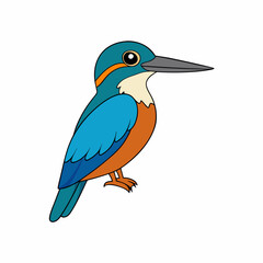 Kingfisher isolated on white background, Kingfisher vector illustration, bird on a branch vector art, Kingfisher silhouette, bird vector icon, Kingfisher on a branch line art, eps
