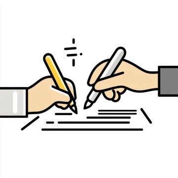 recommend clip art: Two Hands Signing a Document with Pens