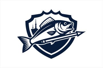  Fishing logo bass fish with template vector art illustration 
