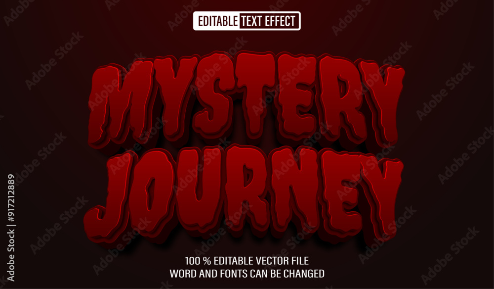 Poster editable 3d text style effect - mystery journey halloween text effect template