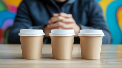 Stress and pressure from work and environment concept, a person who drinks a lot of coffee in order to complete a set task