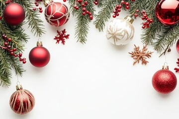 merry christmas decoration on white background , ai