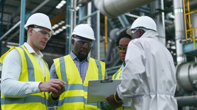 Safety officers conducting a global health and safety inspection