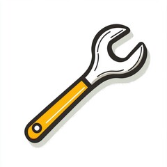 Obraz premium Wrench Icon with Yellow Handle and Shadow