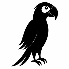 Fototapeta premium Macaw isolated on white background, Macaw vector illustration, bird on a branch vector art, Macaw silhouette, bird vector icon, Macaw on a branch line art, eps