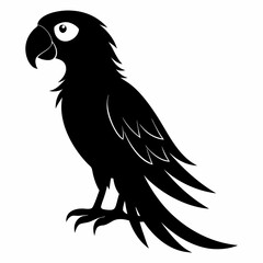 Macaw isolated on white background, Macaw vector illustration, bird on a branch vector art, Macaw silhouette, bird vector icon, Macaw on a branch line art, eps