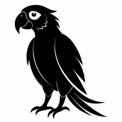 Macaw isolated on white background, Macaw vector illustration, bird on a branch vector art, Macaw silhouette, bird vector icon, Macaw on a branch line art, eps