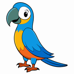 Macaw isolated on white background, Macaw vector illustration, bird on a branch vector art, Macaw silhouette, bird vector icon, Macaw on a branch line art, eps