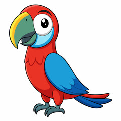 Macaw isolated on white background, Macaw vector illustration, bird on a branch vector art, Macaw silhouette, bird vector icon, Macaw on a branch line art, eps