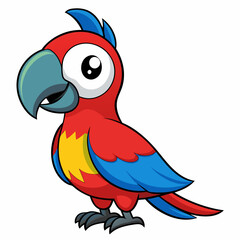 Macaw isolated on white background, Macaw vector illustration, bird on a branch vector art, Macaw silhouette, bird vector icon, Macaw on a branch line art, eps
