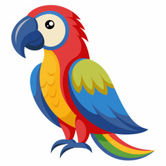 Macaw isolated on white background, Macaw vector illustration, bird on a branch vector art, Macaw silhouette, bird vector icon, Macaw on a branch line art, eps