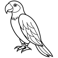 Macaw isolated on white background, Macaw vector illustration, bird on a branch vector art, Macaw silhouette, bird vector icon, Macaw on a branch line art, eps