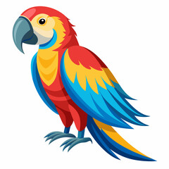 Macaw isolated on white background, Macaw vector illustration, bird on a branch vector art, Macaw silhouette, bird vector icon, Macaw on a branch line art, eps