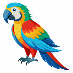Macaw isolated on white background, Macaw vector illustration, bird on a branch vector art, Macaw silhouette, bird vector icon, Macaw on a branch line art, eps