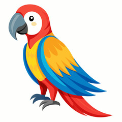 Macaw isolated on white background, Macaw vector illustration, bird on a branch vector art, Macaw silhouette, bird vector icon, Macaw on a branch line art, eps