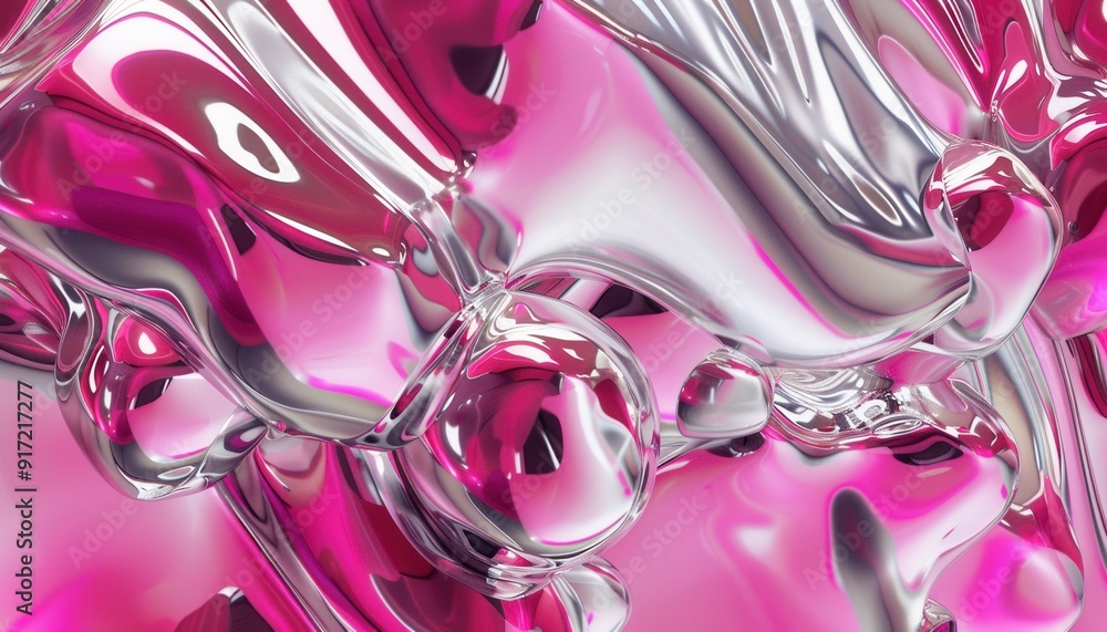 Aufkleber abstract display of clear and pink liquid forms shimmering under soft light