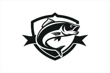  Fishing logo bass fish with template vector art illustration 