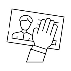 client data theft kyc line icon vector. client data theft kyc sign. isolated contour symbol black illustration