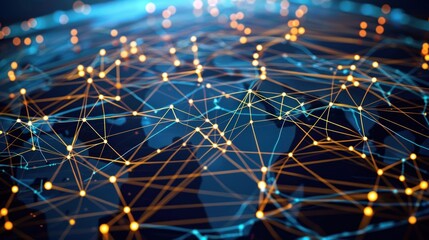 A digital illustration of a global health network connecting various countries