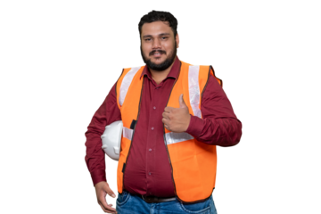 Happy Engineer Celebrates Successful Project Completion with Client, Showcasing Professional Expertise in construction industry.