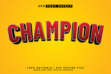 Fototapeta premium Champion editable 3d text effect typography vector template