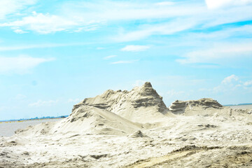 Sky background with sand dunes. sand Mountain .
