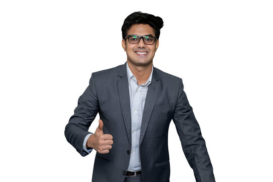 Confident Businessman Showing Thumbs Up, Sign of Success moment of triumph and positivity, making it ideal for conveying great job accomplishments, good ideas, and professional achievements.