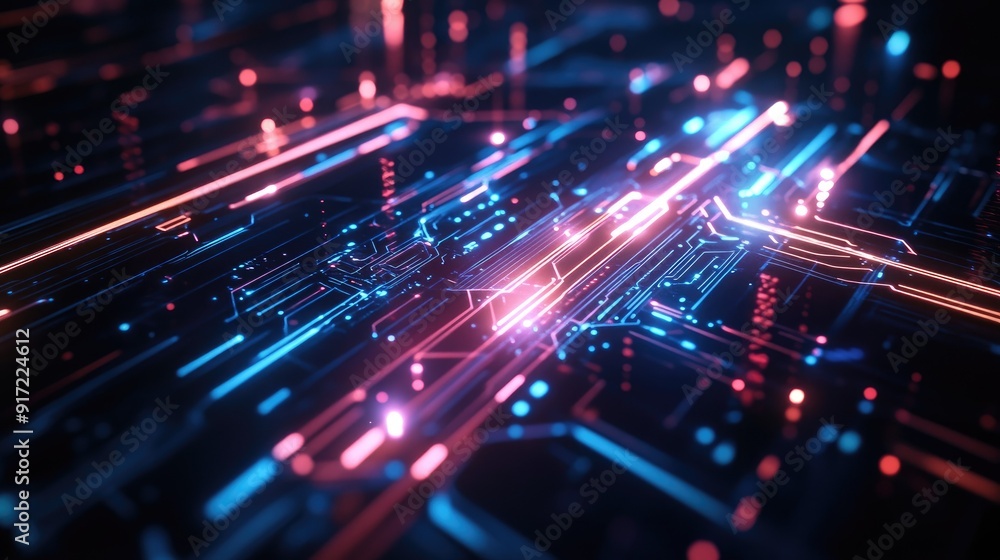 Poster a futuristic technology background with glowing lines and intricate patterns, symbolizing innovation