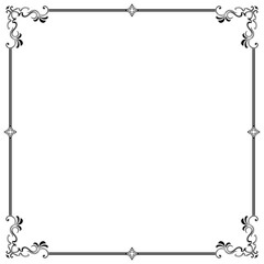 Thai pattern frame, vintage black corners on clear background.