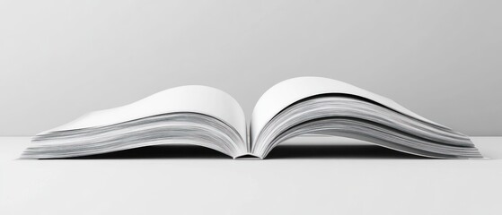 Magazine cover and open magazine mockup on white background. Empty brochure template on blank surface