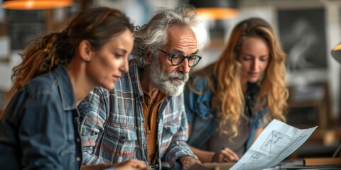 Fototapeta premium Teamwork and Collaboration: A Discussion Over a Design