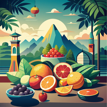 Conception de fond de fruits dans un style r&eacute;aliste 