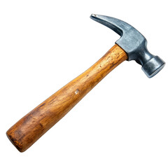 A wooden hammer with a metal head on transparent background