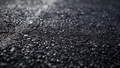 Close-up dark asphalt road, showing textured surface and seamless tarmac grey background