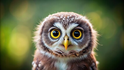 Adorable baby owl with large, expressive eyes, cute, animal, big eyes, fluffy, feathered, wildlife, nature, owl, baby, adorable