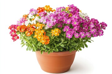 Fototapeta premium Colorful candytuft flowers in the pot isolated on a white background 