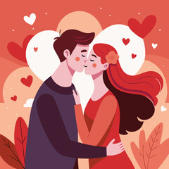 Lovers couple kissing, Romantic kiss. Romance valentine's day